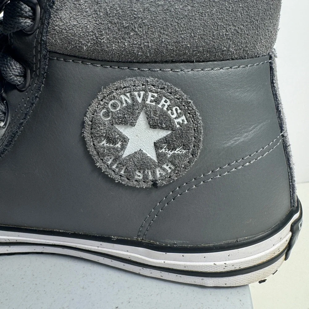 Converse All Star High Top Leather Sneaker‎ Gray Lace Up Kids Youth Size 5